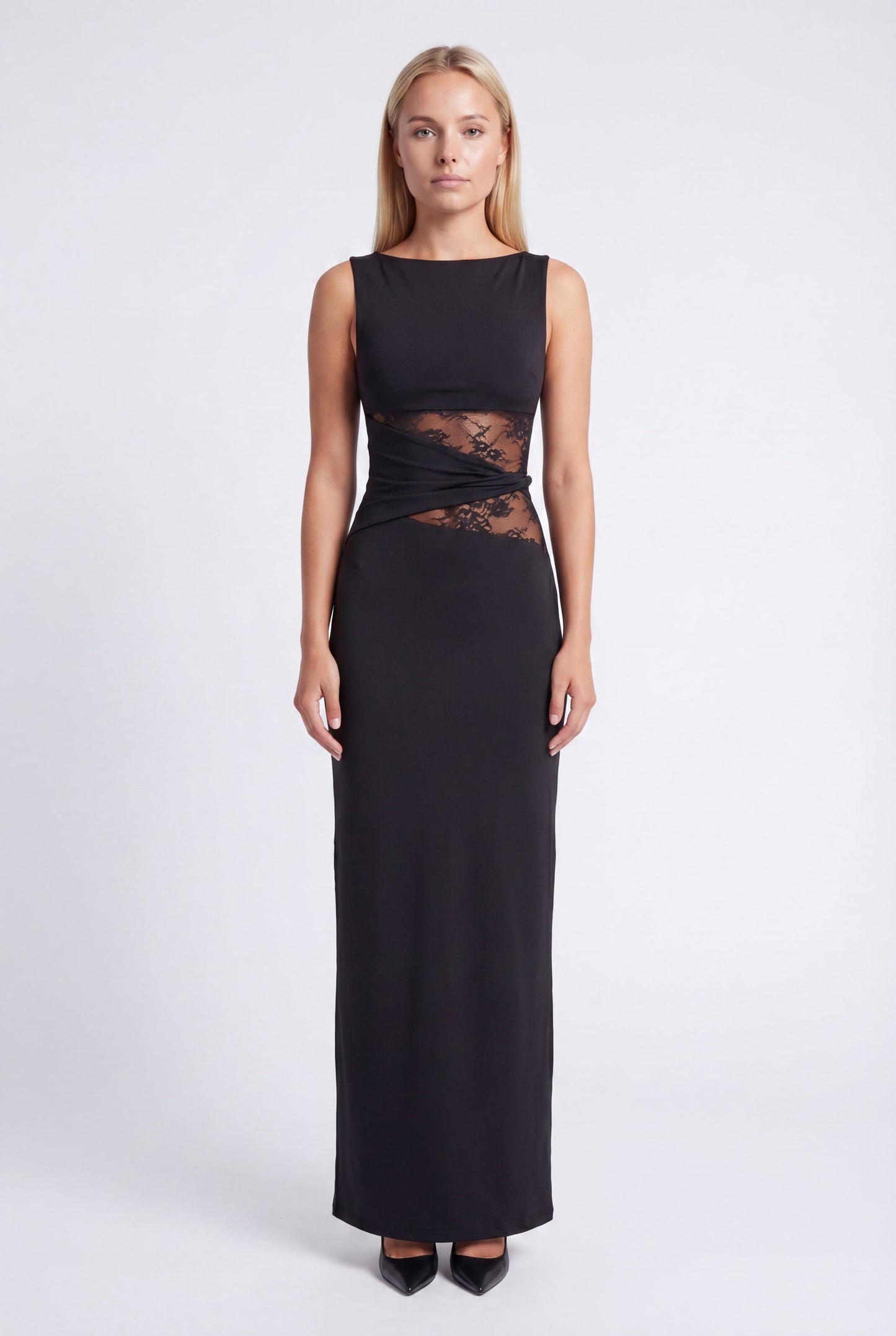 Oriana Maxi Jurk | Ronde Halslijn en Kanten Taille voor Dames