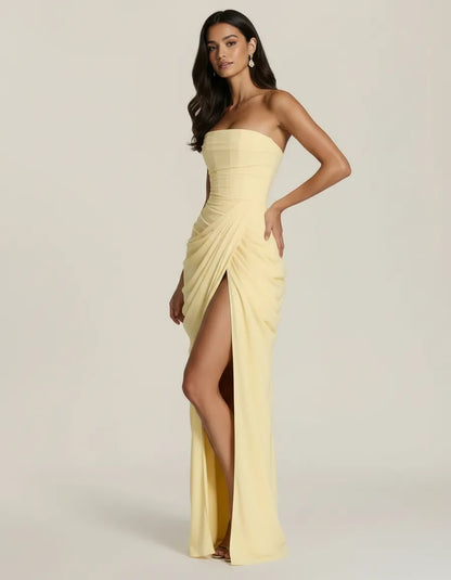 ALIA — GEDRAPEERDE STRAPLESS MAXIJURK