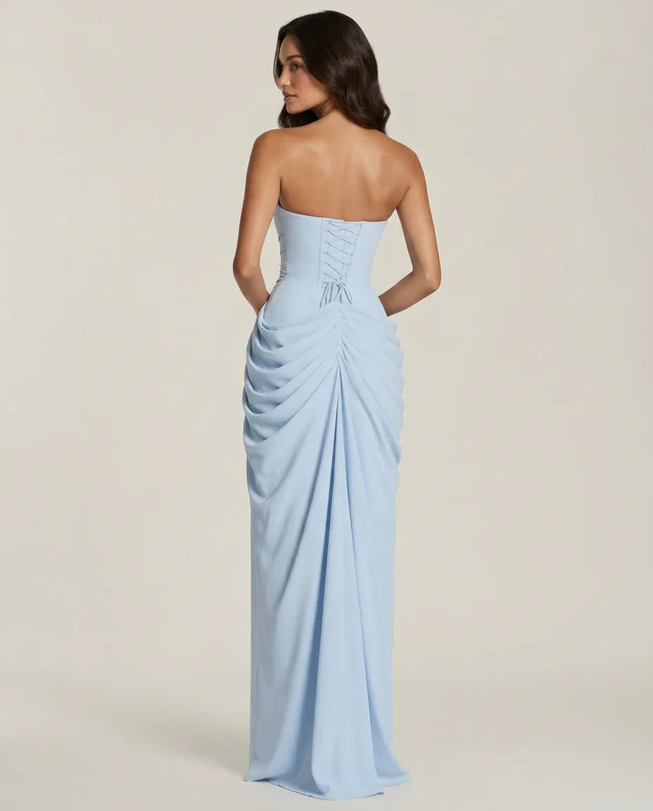 ALIA — GEDRAPEERDE STRAPLESS MAXIJURK