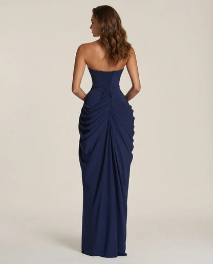 ALIA — GEDRAPEERDE STRAPLESS MAXIJURK
