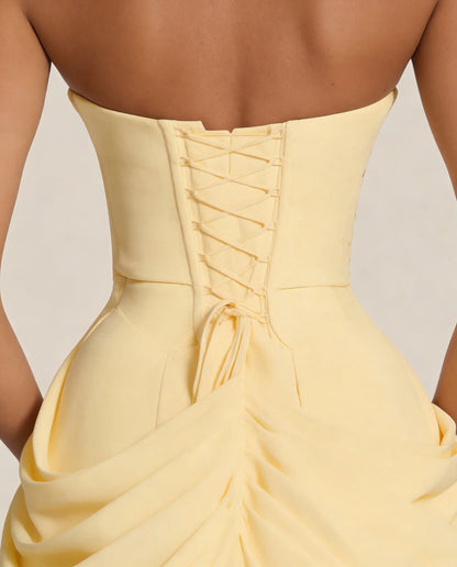 ALIA — GEDRAPEERDE STRAPLESS MAXIJURK