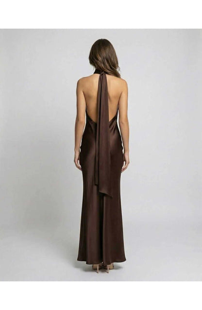 Dames Maxi Jurk | Satijnen | Halternek