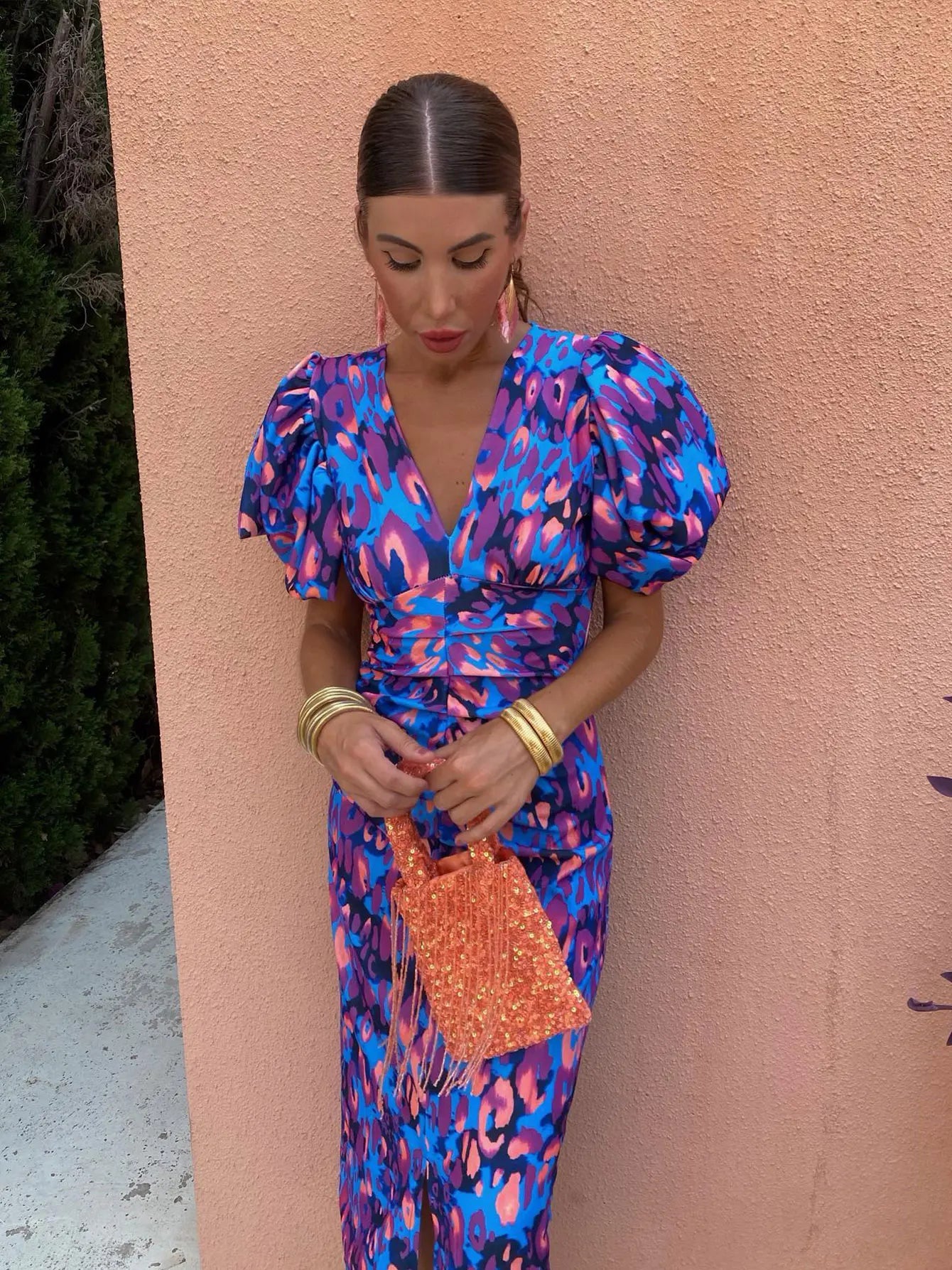 Lina | Midi-jurk met pofmouwen