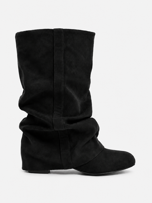 Emilia Slouchy Suede Boots - Black