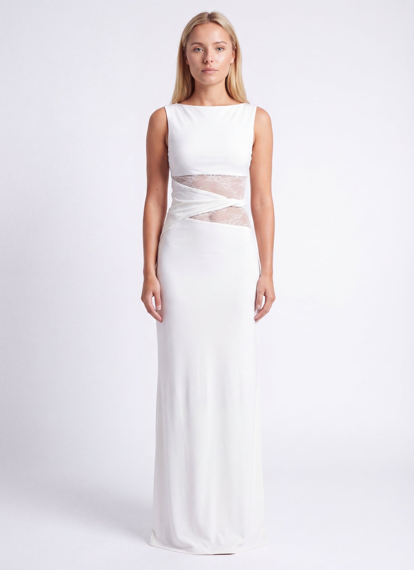 Oriana Maxi Jurk | Ronde Halslijn en Kanten Taille voor Dames