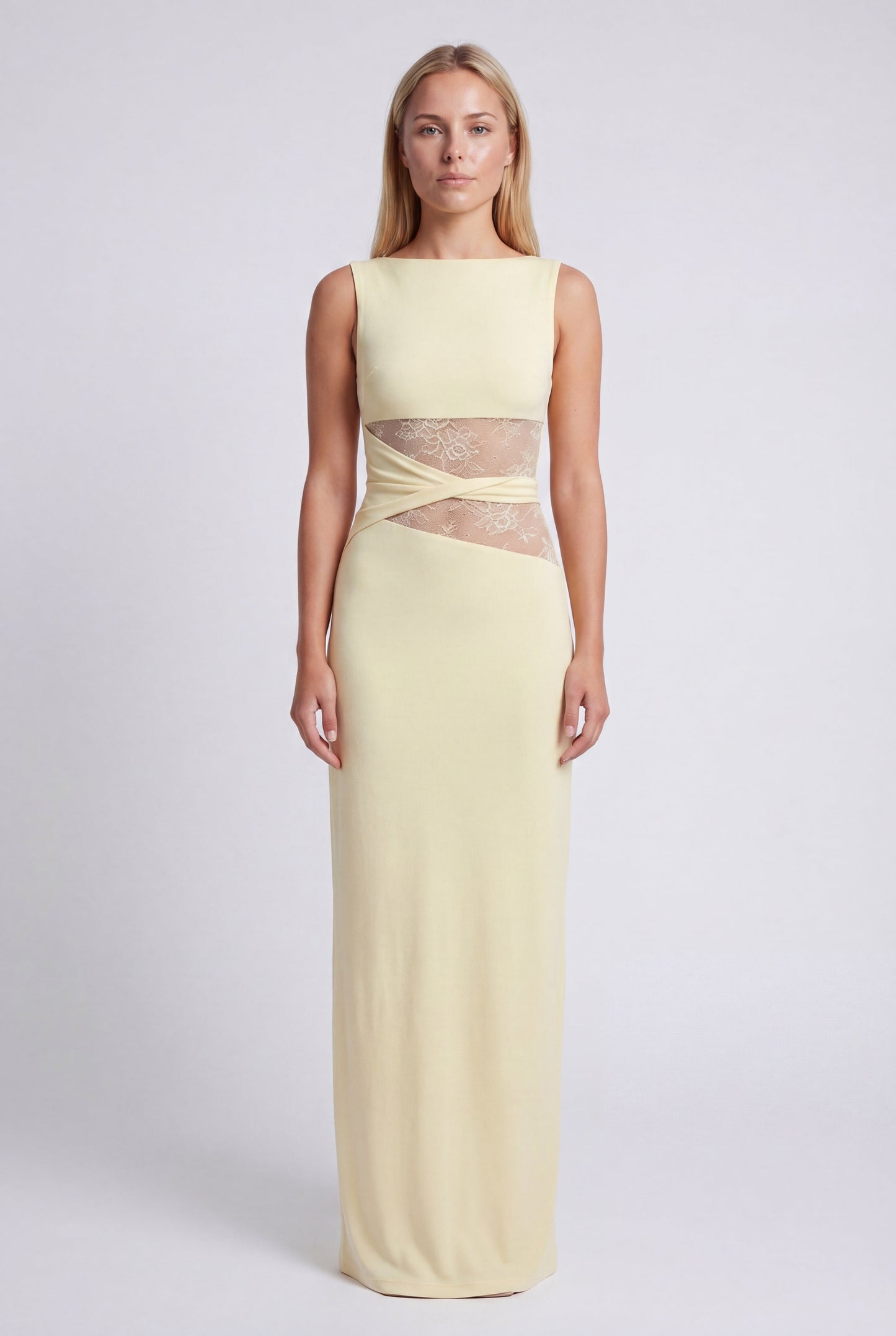 Oriana Maxi Jurk | Ronde Halslijn en Kanten Taille voor Dames
