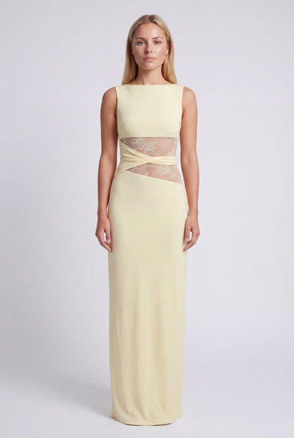 Oriana Maxi Jurk | Ronde Halslijn en Kanten Taille voor Dames