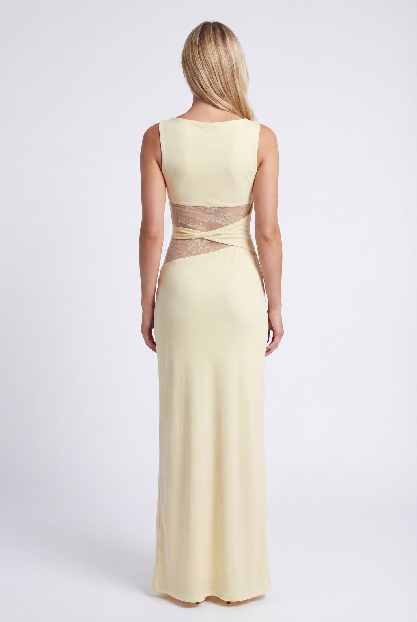 Oriana Maxi Jurk | Ronde Halslijn en Kanten Taille voor Dames