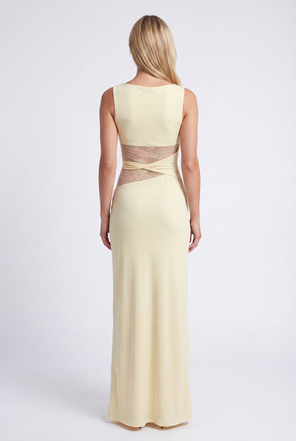 Oriana Maxi Jurk | Ronde Halslijn en Kanten Taille voor Dames