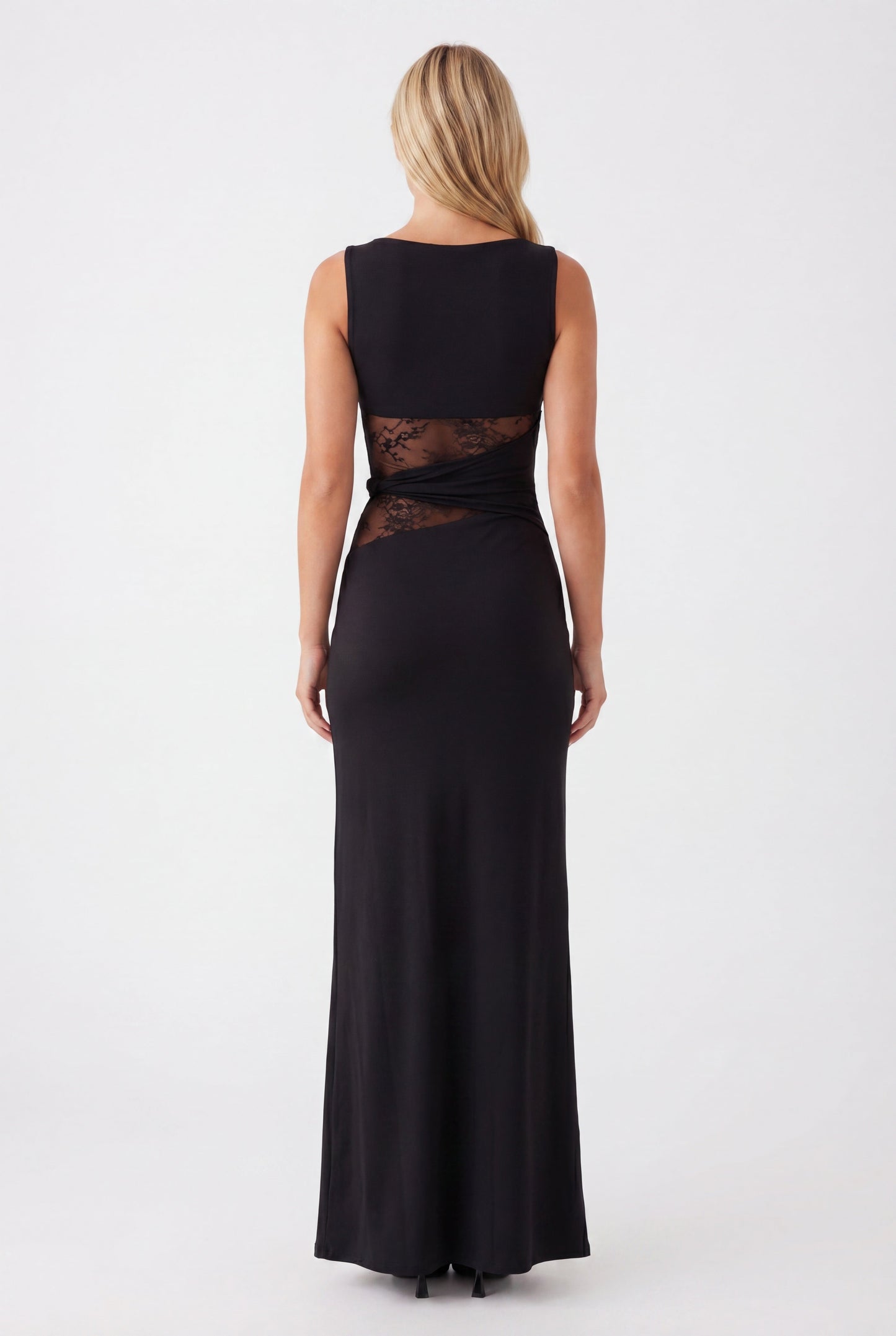 Oriana Maxi Jurk | Ronde Halslijn en Kanten Taille voor Dames