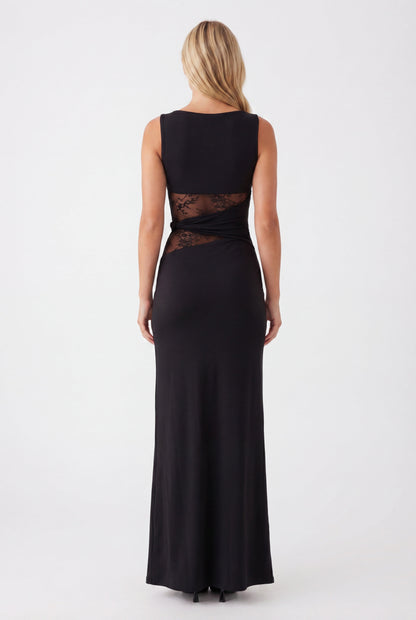 Oriana Maxi Jurk | Ronde Halslijn en Kanten Taille voor Dames