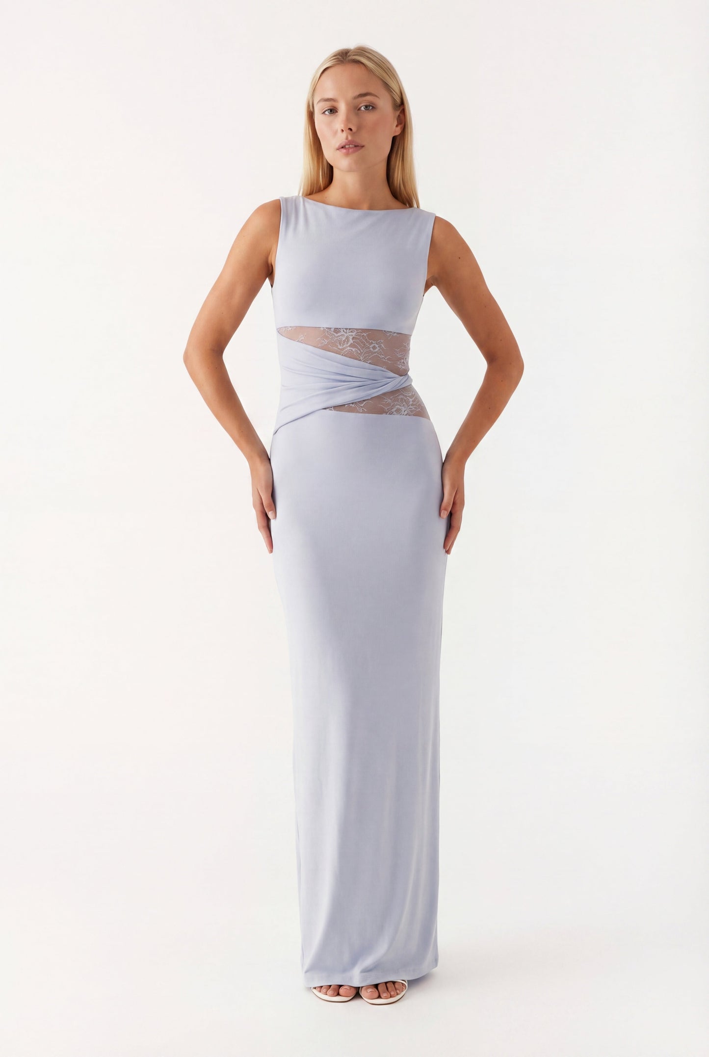 Oriana Maxi Jurk | Ronde Halslijn en Kanten Taille voor Dames