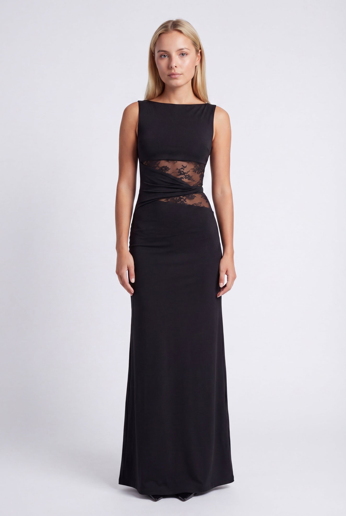 Oriana Maxi Jurk | Ronde Halslijn en Kanten Taille voor Dames