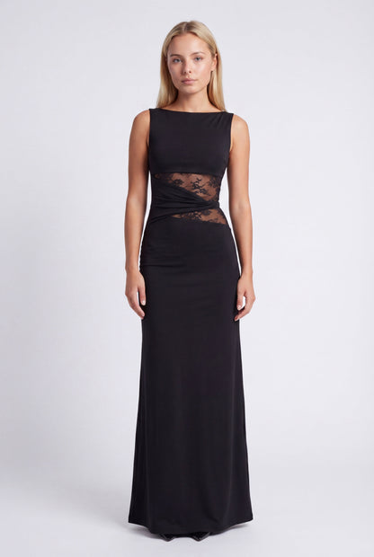 Oriana Maxi Jurk | Ronde Halslijn en Kanten Taille voor Dames