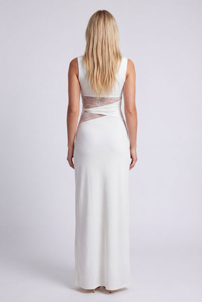 Oriana Maxi Jurk | Ronde Halslijn en Kanten Taille voor Dames