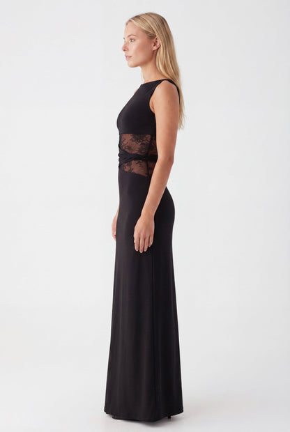 Oriana Maxi Jurk | Ronde Halslijn en Kanten Taille voor Dames