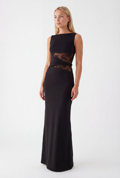 Oriana Maxi Jurk | Ronde Halslijn en Kanten Taille voor Dames