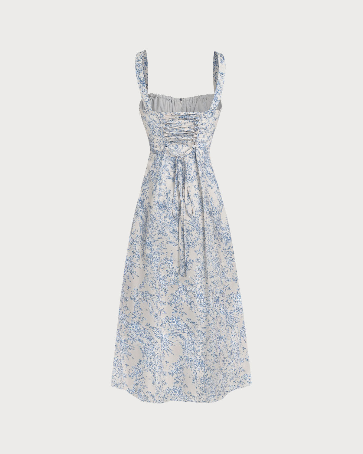 Marisol - Blue Floral Ruched Slip Midi Dress